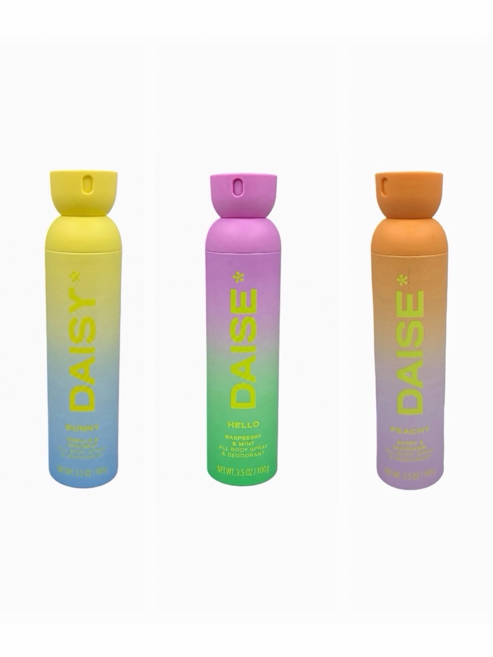 Daise Body Spray & Deo Trio - Vanilla Coconut, Raspberry Mint, Berry Mandarin